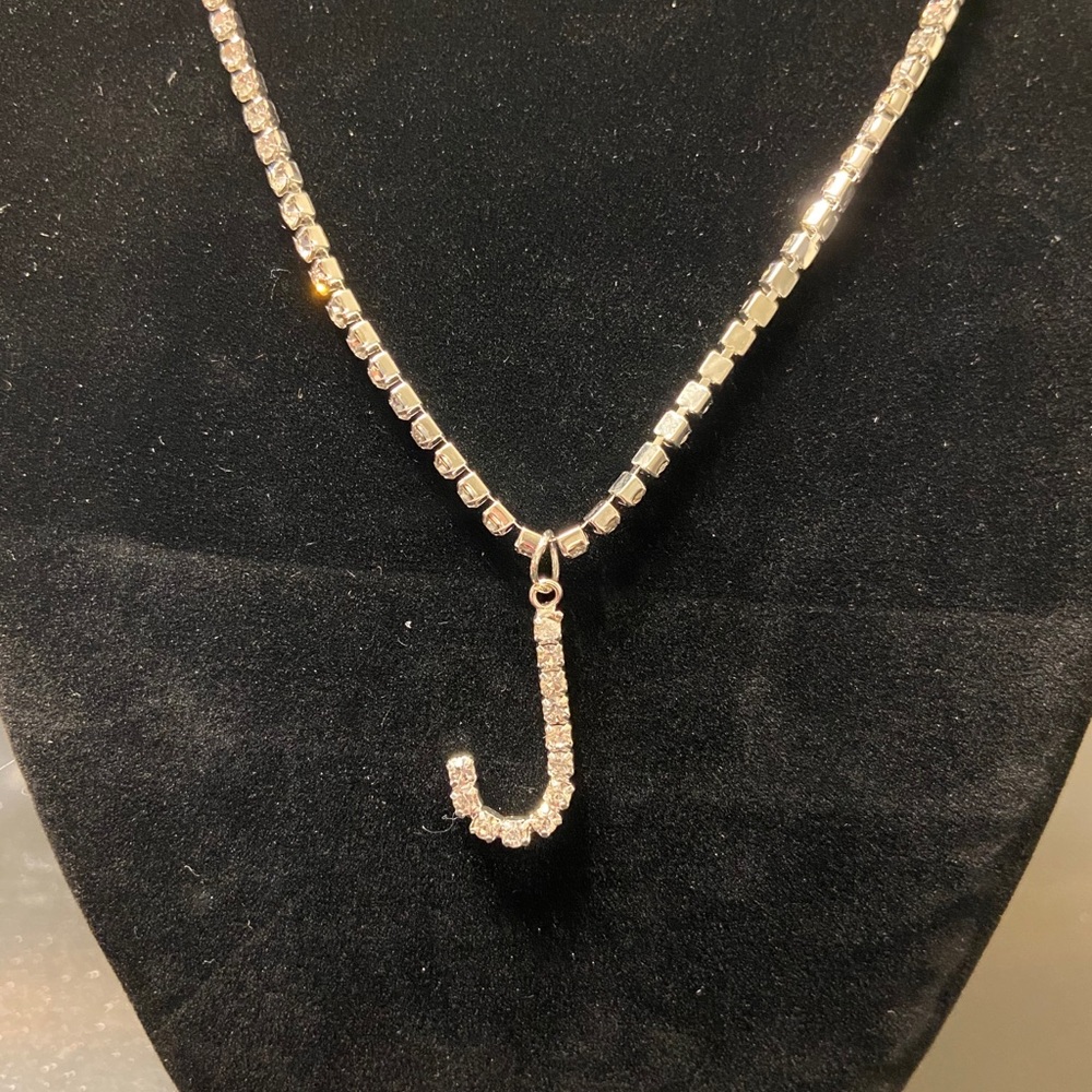“J” Rhinestone Necklace